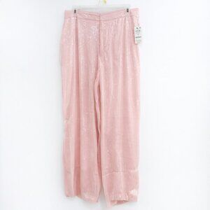 ON 34th Pink Sequin Wide Leg Pants 12 NWT Holiday Party Glam